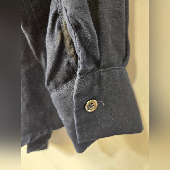NWOT - Linen Jones New York Navy Blouse w Roll-Up Sleeves - Size 1X - Picture 8 of 11